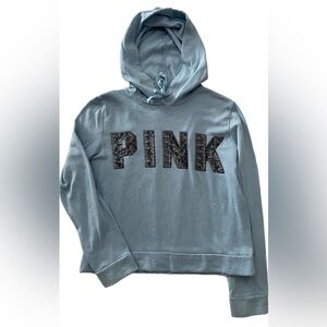 Y2K Victoria’s Secret Baby Blue Sequin PINK Hoodie Women’s Medium
